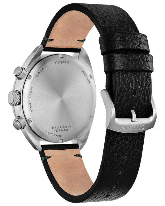 CITIZEN Eco-Drive Sport Casual Green Dial Leather Strap Men's Watch