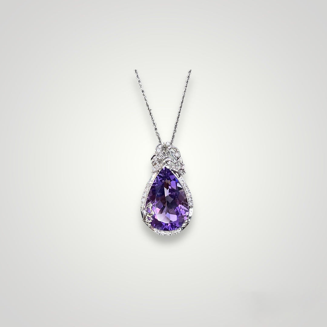 Amethyst and Diamond Butterfly Garden Pendant