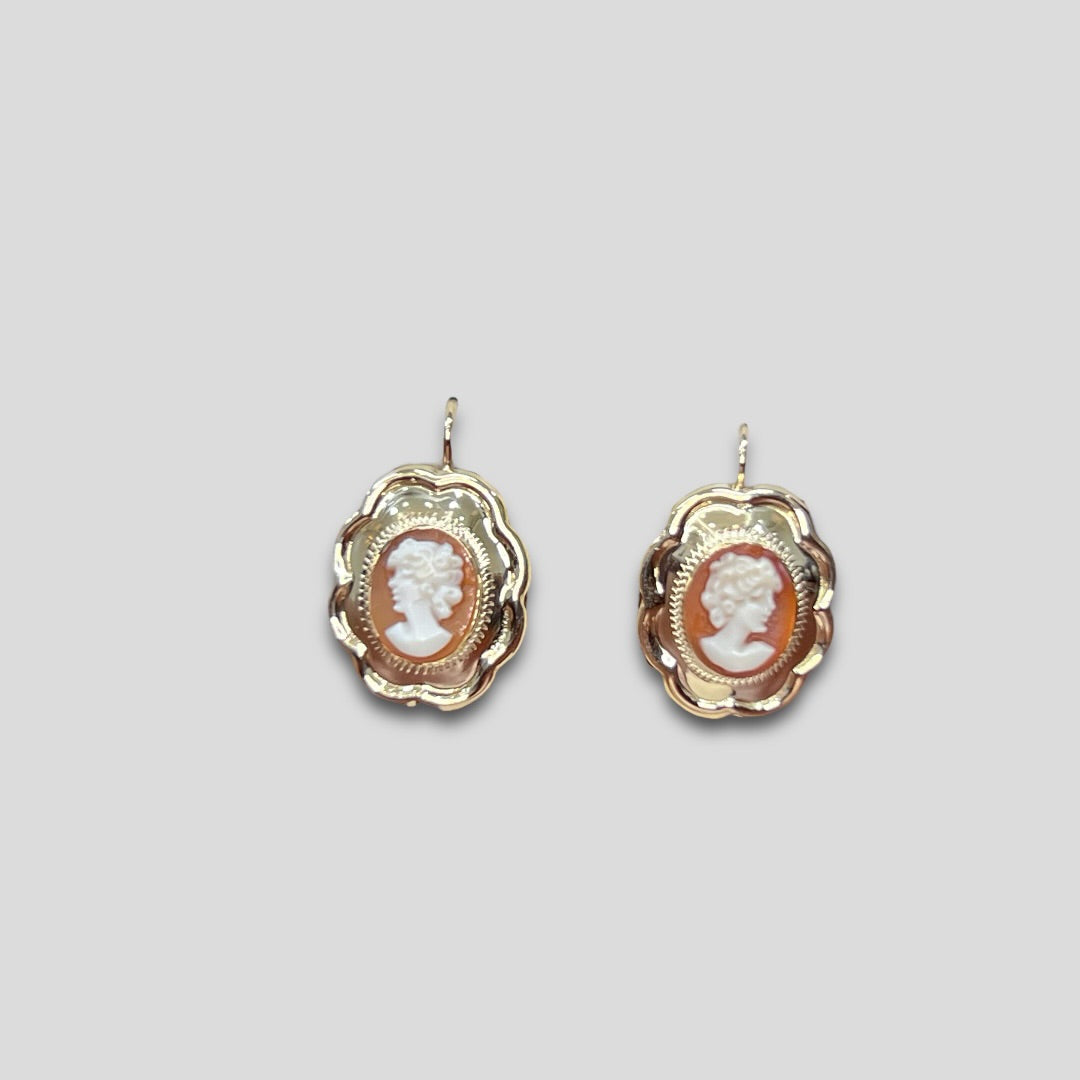 Gold Cameo Earrings