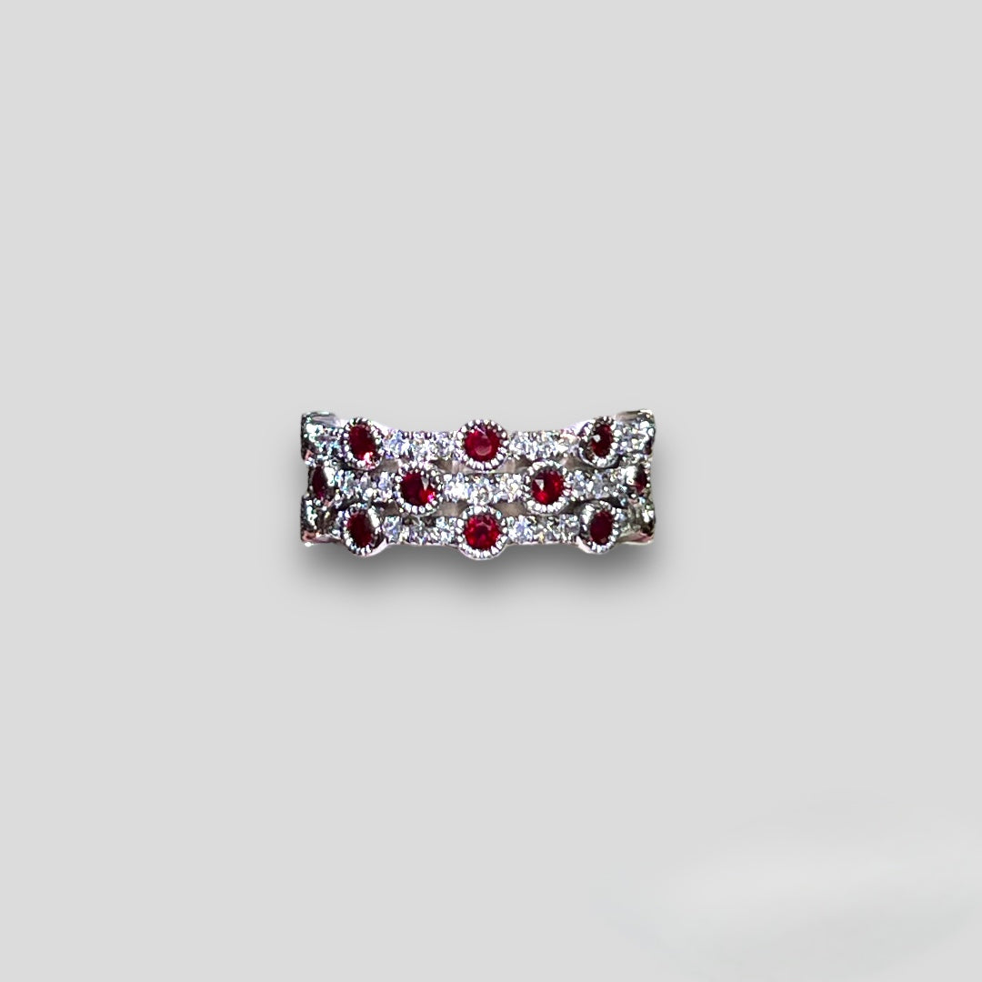 18KW Ruby and Diamond Wide Band