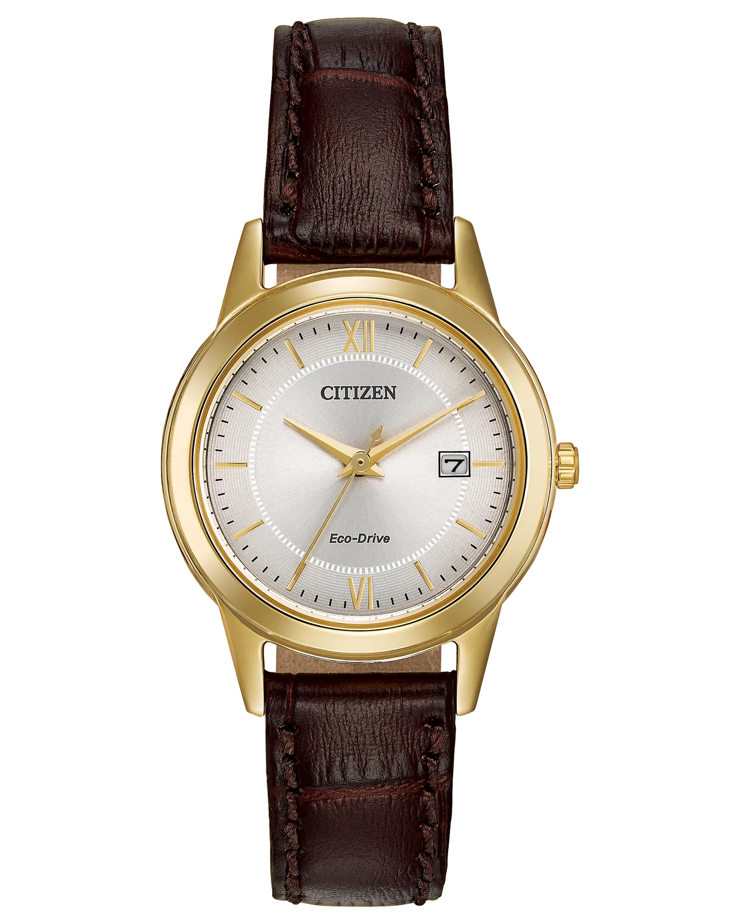 CITIZEN Eco-Drive Corso Brown Leather Strap Ladies Watch