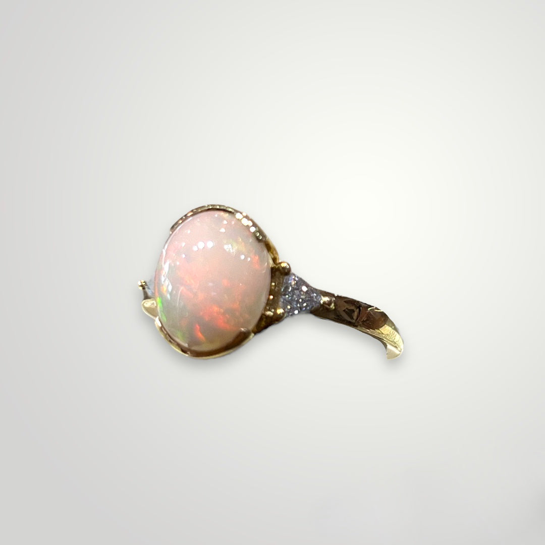 Opal & Trilliant Diamond Ring