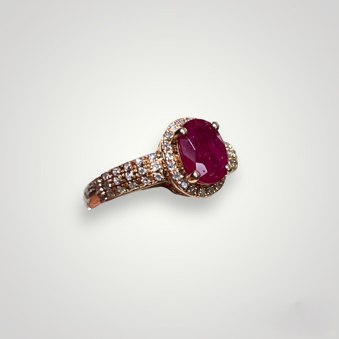 Rose Gold Ruby & Diamond Ring