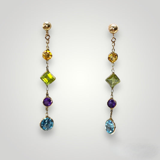 Multi-Gemstone Dangle Earrings