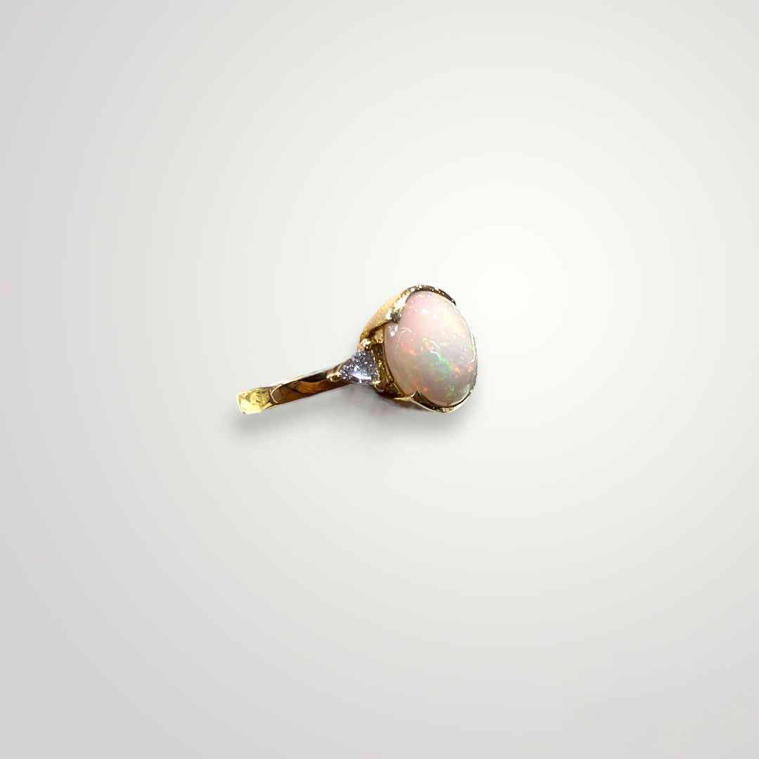 Opal & Trilliant Diamond Ring