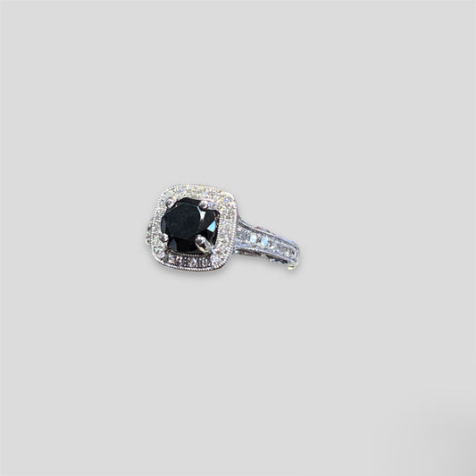 Natural Black Diamond Engagement Ring - Q&T Jewelry