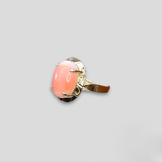 Pink Salmon Coral Ring in 14k Gold
