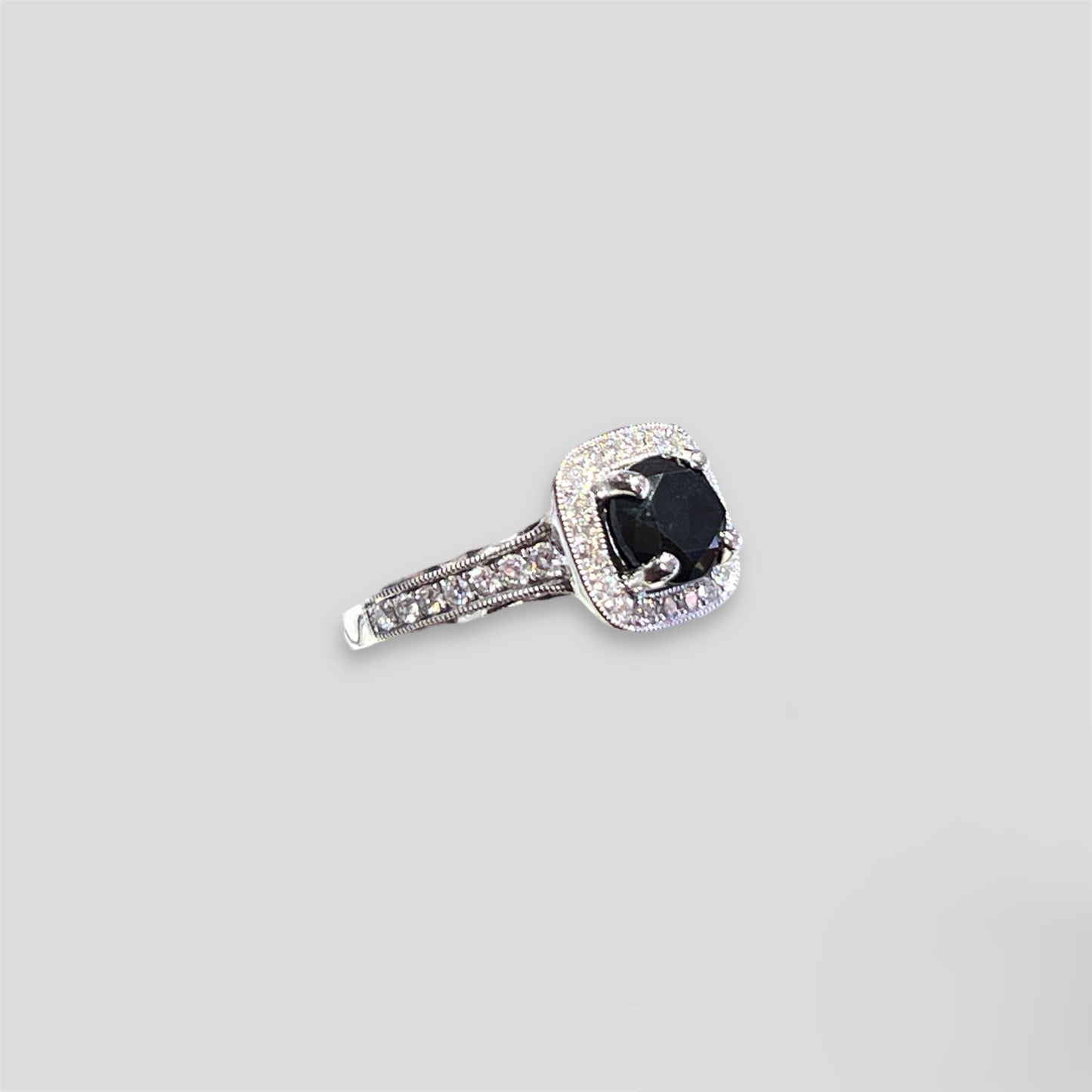 Natural Black Diamond Engagement Ring - Q&T Jewelry