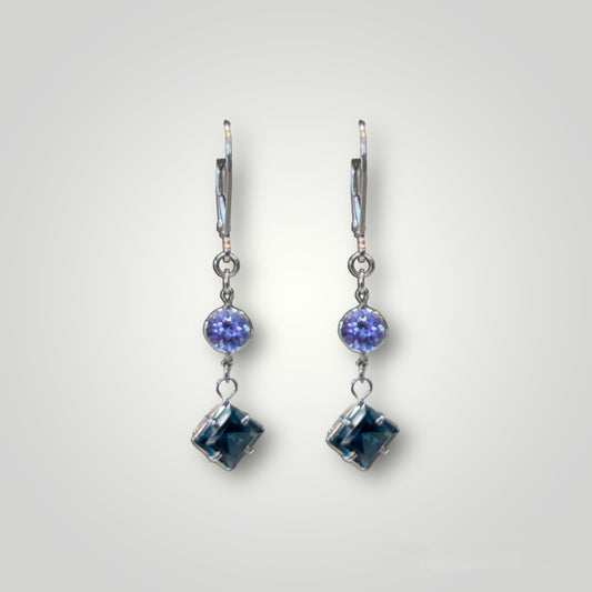 Tanzanite and London Topaz Drop Dangle Earrings - Q&T Jewelry