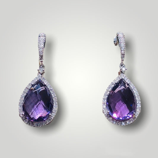 Purple Amethyst & Diamond Earring - Q&T Jewelry