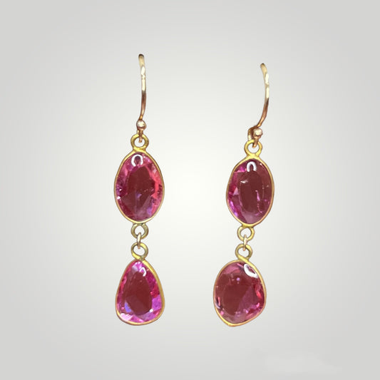 Pink Sapphire Dangle Earrings - Q&T Jewelry