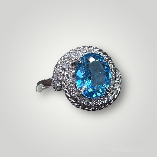 Diamond and Blue Topaz Rope Ring - Q&T Jewelry