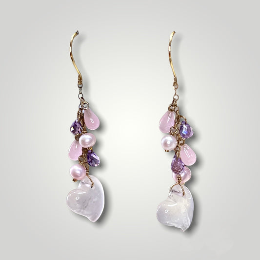 Moonstone & Amethyst Dangle Earrings - Q&T Jewelry