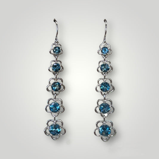 London Topaz Flower Dangle Earrings - Q&T Jewelry