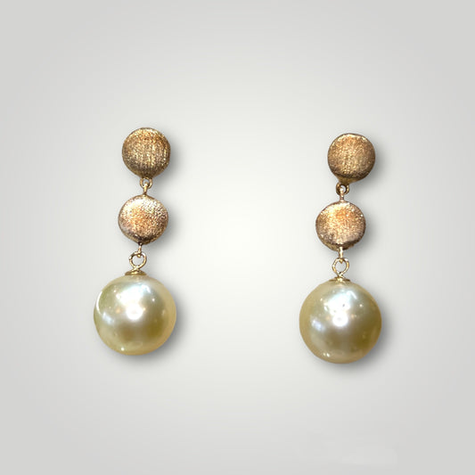 Golden Pearl Dangle Earrings - Q&T Jewelry