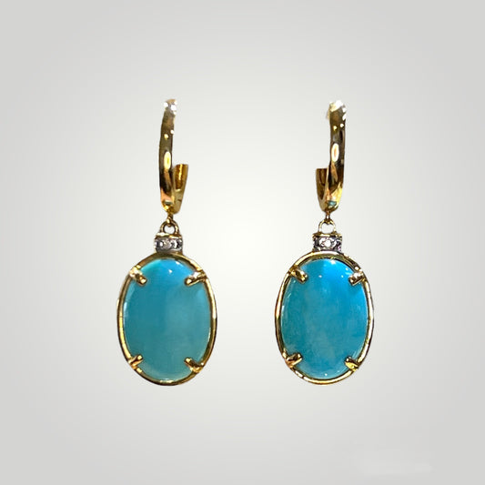 Diamond and Turquoise Dangle Earrings - Q&T Jewelry