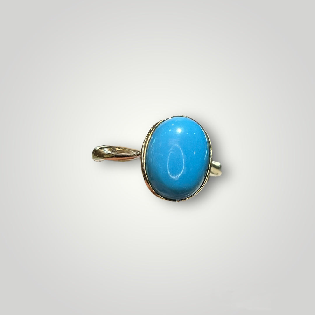 14k Yellow Gold Plated Sterling Silver Stabilized Copper Infused 13x17mm Turquoise Ring