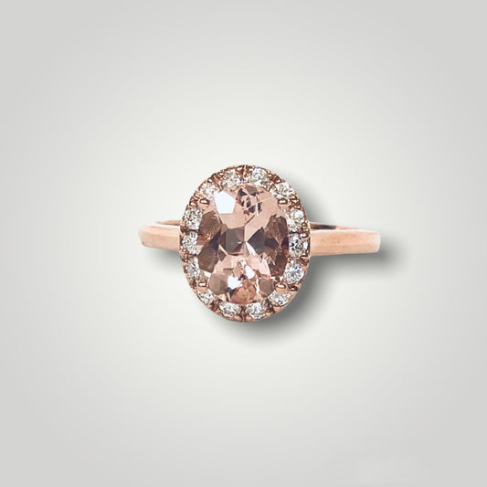 14k Rose Gold & Morganite Halo Ring - Q&T Jewelry