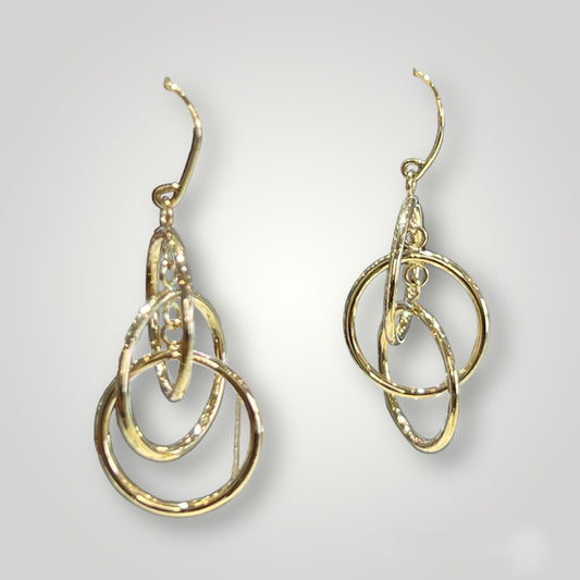 14KY Floating Circle Dangle Earrings - Q&T Jewelry