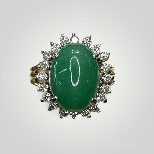 TwoTone Diamond and Jade Ring - Q&T Jewelry