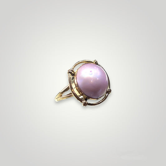 Pink Mabe Pearl Ring in 14k Gold