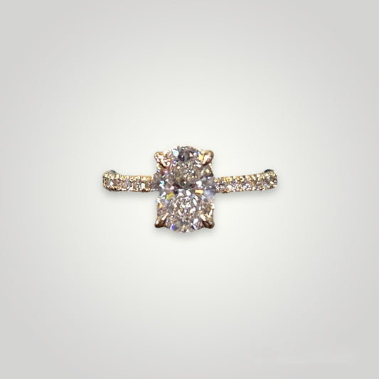 1.87 CT.T.W. Oval Lab Diamond Engagement Ring in 14k Gold