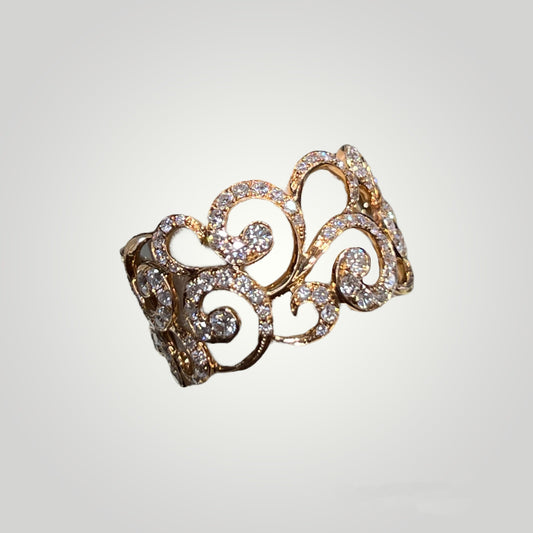 RoseGold Filagree Ring with Diamonds - Q&T Jewelry