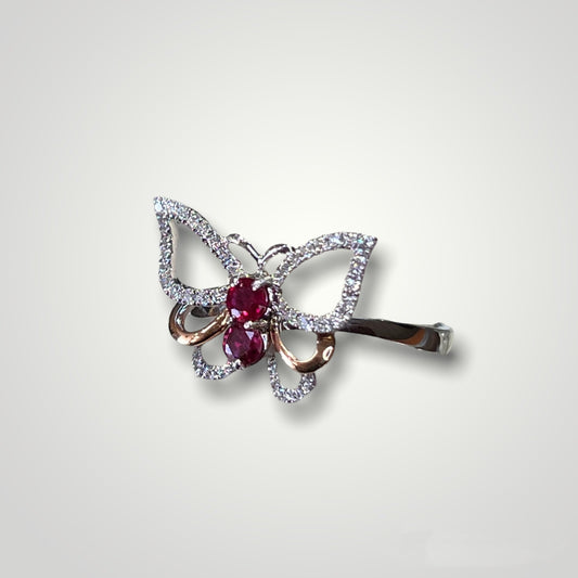 Two-Tone Ruby and Diamond Butterfly Ring - Q&T Jewelry