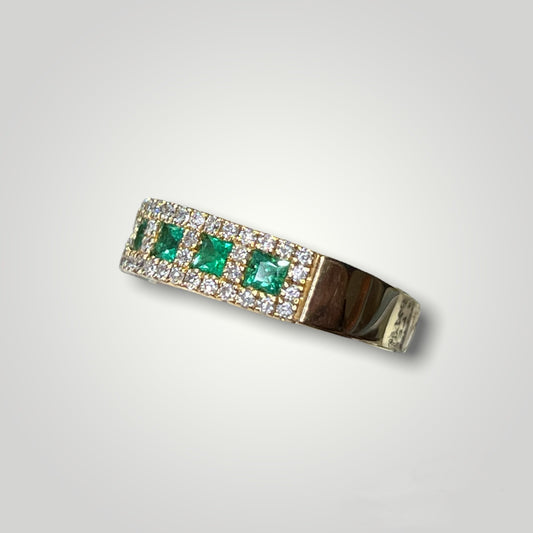 Women's Green Emerald & Diamond Band - Q&T Jewelry