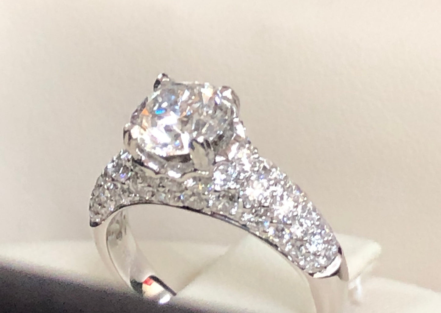 Pave Solitaire Diamond Engagement RIng - Q&T Jewelry