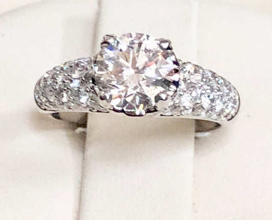 Pave Solitaire Diamond Engagement RIng - Q&T Jewelry