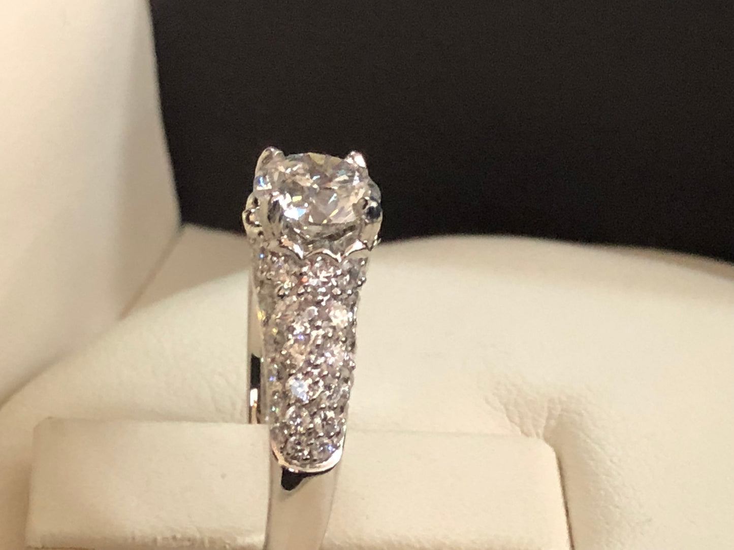 Pave Solitaire Diamond Engagement RIng - Q&T Jewelry