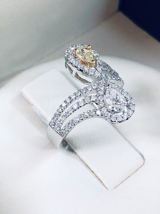 Two-Stone Canary Diamond Anniversary Ring - Q&T Jewelry