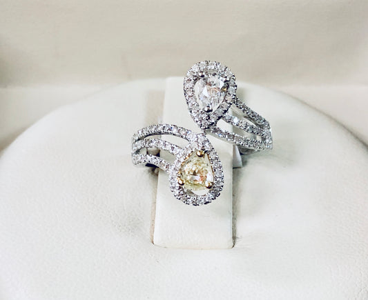 Two-Stone Canary Diamond Anniversary Ring - Q&T Jewelry