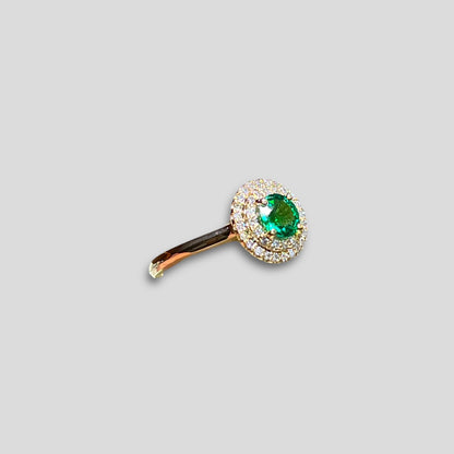 Round Emerald Double Halo Ring
