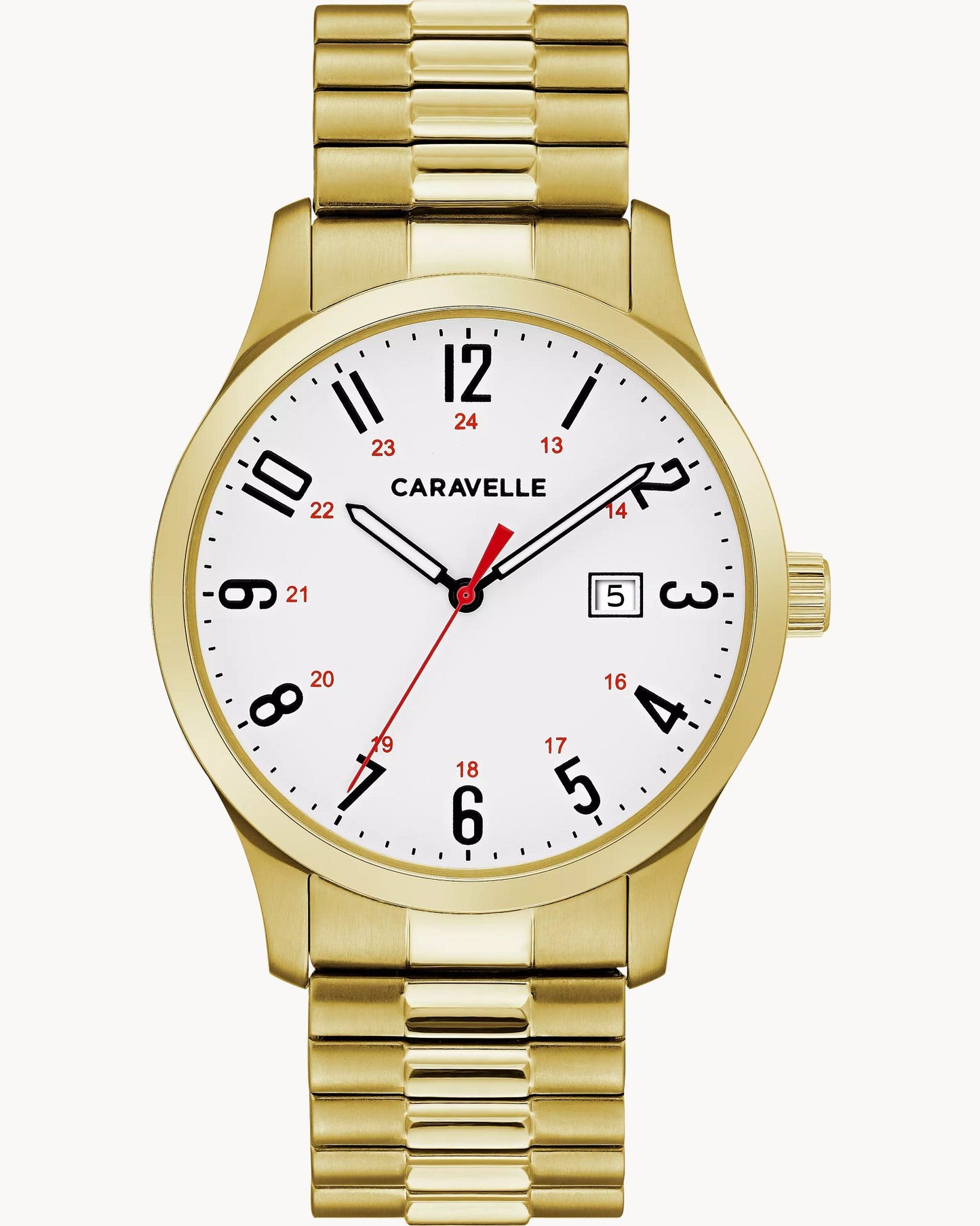 Caravelle White Dial Expansion Traditional Mens Watch