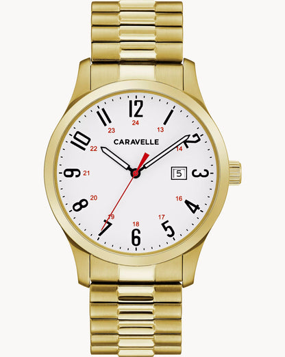Caravelle White Dial Expansion Traditional Mens Watch
