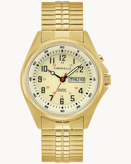 Caravelle Parcment Dial Expansion Traditional Mens Watch