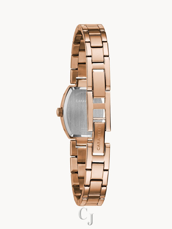 Caravelle Rose-Tone Crystal Mother-of-Pearl Women's Dress Watch