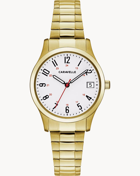 Caravelle White Dial Traditional Expandable Band Ladies Watch