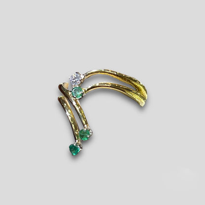 Gold and Emerald Double Bypass ring