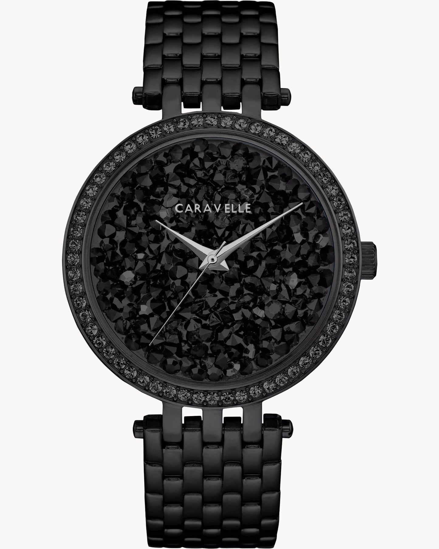 Caravelle Modern Black Crystal Ladies Watch