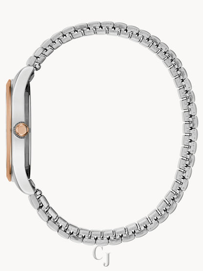 Caravelle Two-Tone Silver Dial Traditional Expandable Ladies Band
