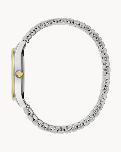 Caravelle Two-Tone White Dial Traditional Expandable Ladies Watch