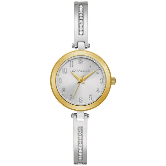 Caravelle Women's Two-Tone Ladies Watch & Gold Tone Bangle Set