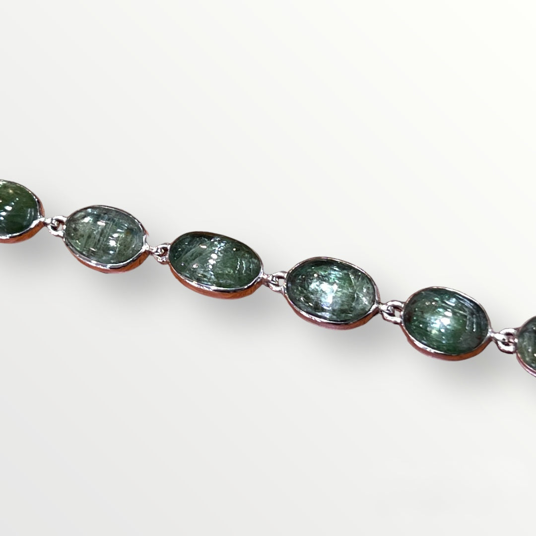 Green Kyanite Silver Bracelet