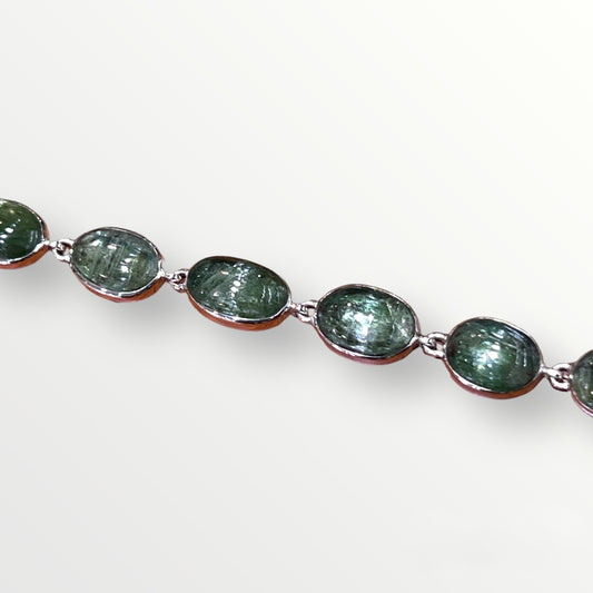 Green Kyanite Silver Bracelet