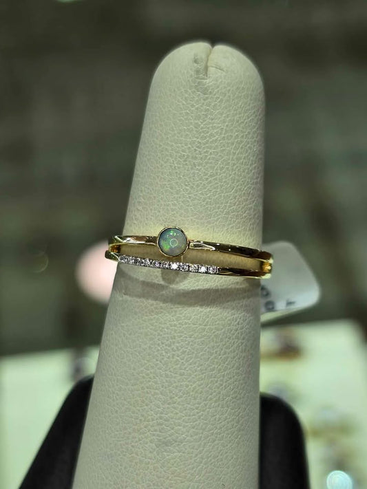 Opal & Diamond Split Double Band