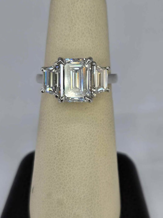 3 Stone Emerald Cut Lab Grown Diamond Ring
