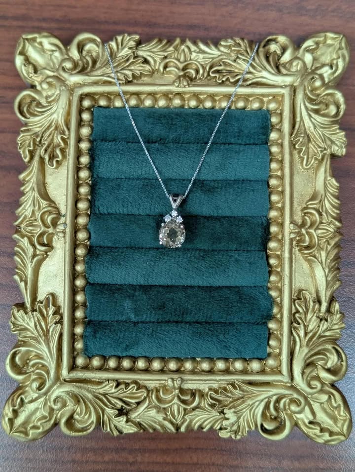 14K Yellow Gold Smoky Quartz Necklace with Diamond Accents